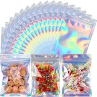 🌈 holographic ziplock bags - 100 pieces 5.5 x 7.9 inch resealable smell proof bags for food storage, candy, jewelry, foil pouch | buy now! логотип