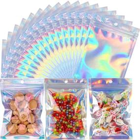 img 4 attached to 🌈 Holographic Ziplock Bags - 100 Pieces 5.5 x 7.9 Inch Resealable Smell Proof Bags for Food Storage, Candy, Jewelry, Foil Pouch | Buy Now!