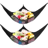 🧸 stuffed animal net hammock - organize and display your kids' stuffed toys with the kohuijoo jumbo toy net organizer (black 2 pack, 70 inch) logo