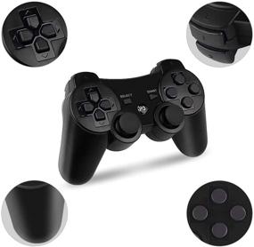 img 3 attached to 🎮 Kolopc Wireless Controller for PS3 Console - Double Vibration, 6-Axis Gyro Sensor - Upgraded Joystick Motion Gamepad with Charging Cable (Black Skull and Galaxy)