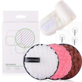 img 4 attached to 🌿 Reusable Makeup Remover Pads & Cloths - Water-only Cleansing - Extra Large Double-sided Set - Eco-friendly, All Skin Types - With Bonus Headband & Hooks