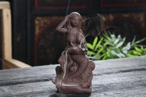 img 3 attached to 🧜 Ceramic Mermaid Backflow Incense Tower Burner: Handcrafted Yoga Room Decoration with Free Cones