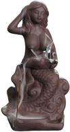 🧜 ceramic mermaid backflow incense tower burner: handcrafted yoga room decoration with free cones logo