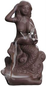 img 4 attached to 🧜 Ceramic Mermaid Backflow Incense Tower Burner: Handcrafted Yoga Room Decoration with Free Cones