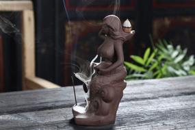 img 1 attached to 🧜 Ceramic Mermaid Backflow Incense Tower Burner: Handcrafted Yoga Room Decoration with Free Cones