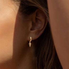 img 1 attached to 👂 Stylish Gold Dainty Dangle Hoop Earrings for Women - Small Huggie Hoop with Cubic Zirconia and Charming Designs - 14K Gold Plated Minimalist Jewelry Gift