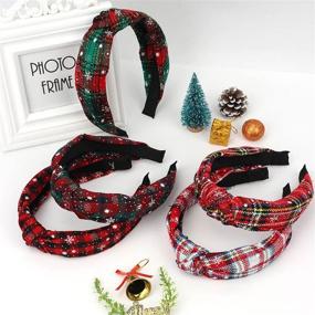 img 1 attached to 🎄 KizBruo 6PCs Рождественские узловатые клетчатые ободки - модные винтажные тюрбаны для волос ретро широкие ободки для женщин и девочек - Рождественские аксессуары для волос (D-6 шт)