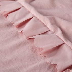 img 2 attached to 🌸 DuShow Pink Ruffled Farmhouse Duvet Cover Set - Twin Size | Soft Microfiber Comforter Cover with Zipper Closure & Corner Ties | Vintage Lightweight Solid Design | Comfy Duvet Cover Set for Kids