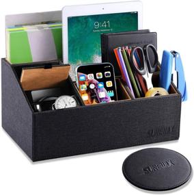 img 4 attached to 📚 Premium Leather Sunewlx Desk Organizer: Handmade, Multi-compartment, Large Capacity, Ideal for Office & Home, Perfect Gift Idea (Black)