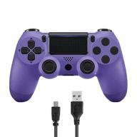 🎮 double shock wireless controller for ps4 with usb cable - compatible with ps4/slim/pro console (purple) logo