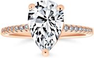 2.5 carat teardrop pear shape solitaire aaa cz engagement ring with 1mm band - rose gold plated 925 sterling silver, cubic zirconia logo