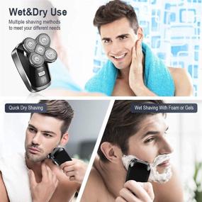 img 1 attached to 🪒 ZumYu 6-in-1 Electric Head Shaver for Men - Wet and Dry Grooming Kit with LED Display, Flex Series, Rotary Cordless Rechargeable Razor and Nose Hair Trimmer