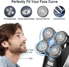 img 3 attached to 🪒 ZumYu 6-in-1 Electric Head Shaver for Men - Wet and Dry Grooming Kit with LED Display, Flex Series, Rotary Cordless Rechargeable Razor and Nose Hair Trimmer