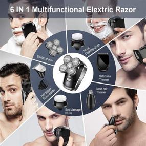 img 2 attached to 🪒 ZumYu 6-in-1 Electric Head Shaver for Men - Wet and Dry Grooming Kit with LED Display, Flex Series, Rotary Cordless Rechargeable Razor and Nose Hair Trimmer