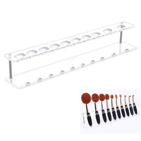 img 4 attached to Yoseng Oval Makeup Brushes Holder 🖌️ - Clear Acrylic Organizer Shelf (10 Slots)