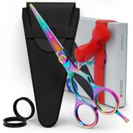 🔪 suvorna razeco e45 5.5" multicolor titanium razor edge hair cutting shears – lightweight & well balanced professional barber scissors for salon & home use logo