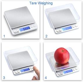 img 2 attached to 🔍 Accurate and Versatile GDEALER Food Scale: 0.001oz Precision for Cooking, Baking, and Coffee - Stainless Steel with Back-lit LCD Display - Pocket-Sized and Small - Silver