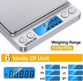 img 3 attached to 🔍 Accurate and Versatile GDEALER Food Scale: 0.001oz Precision for Cooking, Baking, and Coffee - Stainless Steel with Back-lit LCD Display - Pocket-Sized and Small - Silver