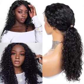 img 1 attached to 🏾 SDAMEY T-Part Brazilian Virgin Human Hair Lace Front Wig - 16 Inch Deep Wave Wig for Black Women, 150% Density Deep Curly Pre Plucked with Baby Hair, 4X1 Lace Closure, Natural Color