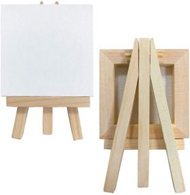 img 2 attached to 🎨 AUREUO Mini Stretched Canvas with Easel - 4x4 Inch/12 Pack - High-Quality Mini Canvas and Easel Set, Perfect for Kids