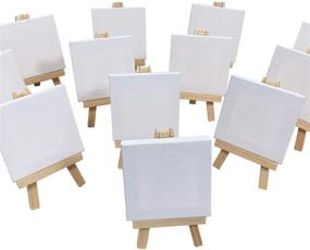 img 3 attached to 🎨 AUREUO Mini Stretched Canvas with Easel - 4x4 Inch/12 Pack - High-Quality Mini Canvas and Easel Set, Perfect for Kids