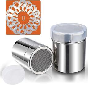 img 4 attached to 🌬️ Versatile Powder Sugar Shaker Set: SOSMAR Stainless Steel Duster with Lid, Mesh Sifter Sprinkler for Icing Sugar, Cocoa, Cinnamon, Chocolate, Flour. Includes 16 Coffee Stencils & Clip!