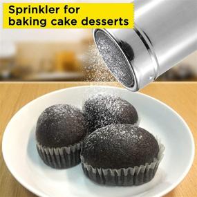 img 2 attached to 🌬️ Versatile Powder Sugar Shaker Set: SOSMAR Stainless Steel Duster with Lid, Mesh Sifter Sprinkler for Icing Sugar, Cocoa, Cinnamon, Chocolate, Flour. Includes 16 Coffee Stencils & Clip!