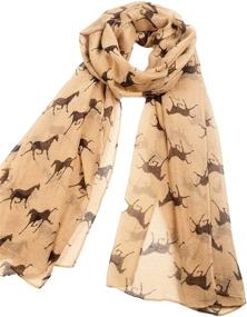 img 1 attached to 🐴 Stunning Lightweight Long Fashion Scarf for Women - Black Horse Pony Print by iB-iP