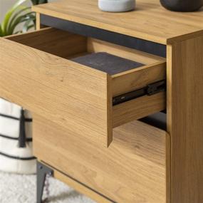 img 1 attached to Modern Wood Rectangle Side End Table with Storage Drawers - Living Room Furniture, English Oak Finish