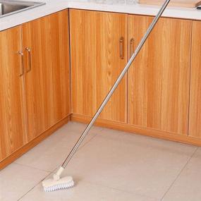 img 1 attached to LandHope Long Handle Scrub Brush with Rotatable Head - Floor, Bathroom, Kitchen, Balcony, Wall, and Deck Cleaning Brush for Shower, Tile, Grout - Adjustable Poles - Beige