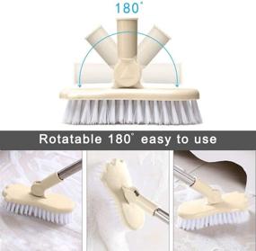img 3 attached to LandHope Long Handle Scrub Brush with Rotatable Head - Floor, Bathroom, Kitchen, Balcony, Wall, and Deck Cleaning Brush for Shower, Tile, Grout - Adjustable Poles - Beige