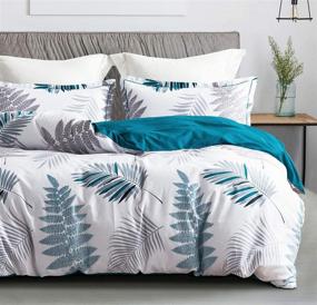 img 4 attached to 🌿 SLEEPBELLA 3-Piece King Size Comforter Set: White Leaf Floral Pattern & Teal Reversible Design, 600 Thread Count Cotton Fabric, Ultra Soft Microfiber Fill – Bedding Set