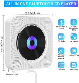 img 2 attached to 🎵 Qoosea Portable CD Player with Bluetooth: Wall Mountable, Remote Control, FM Radio, HiFi Speakers, MP3, Headphone Jack, AUX Input/Output - Home Audio Boombox