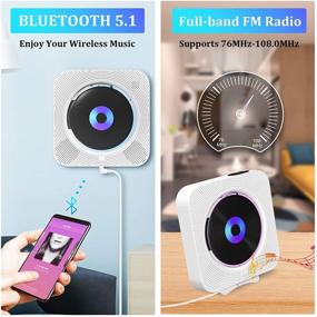 img 1 attached to 🎵 Qoosea Portable CD Player with Bluetooth: Wall Mountable, Remote Control, FM Radio, HiFi Speakers, MP3, Headphone Jack, AUX Input/Output - Home Audio Boombox