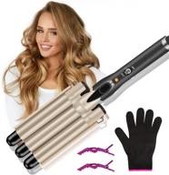 🔥 layado 3 barrel curling iron hair waver cluer 22mm (0.86 inch) - temperature adjustable ceramic tourmaline hair crimper with dual voltage gold logo