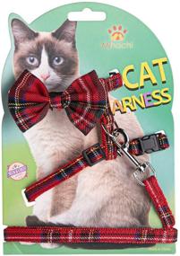 img 3 attached to 🐱 Mihachi Cat Harness Set - Adjustable with Removable Bowtie, Plaid Design for Kitty &amp; Rabbit, Includes Leash