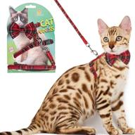 🐱 mihachi cat harness set - adjustable with removable bowtie, plaid design for kitty &amp; rabbit, includes leash logo