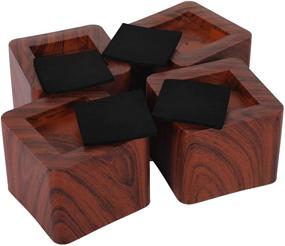 img 2 attached to MEETWARM 3-Inch Wood Grain Bed Risers - Heavy Duty Furniture Risers for Couch, Sofa, Bed, Desk, Table - Set of 4