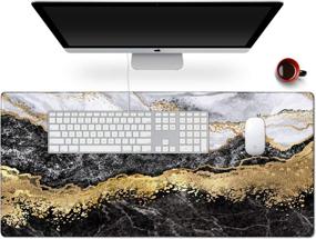 img 4 attached to 🖱️ Anyshock Desk Mat, Extended Gaming Cute Mouse Pad 35.4&#34; x 15.7&#34; XXL Laptop Beauty Mousepad with Stitched Edges, Non-Slip Base, Waterproof Computer Desk Pad for Office, Home, Girls, Men - Abstract Design