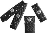 👑 uphily rhinestone queen seat belt pads - leather crystal handbrake cover with bling tiara gear crown shift stick protector for girls, women, or ladies (4pcs) logo