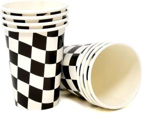 img 1 attached to Checkered Racing Party Supplies: Tableware Set with Plates, Cups, Napkins – Perfect for Racecar Themed Birthday Party!