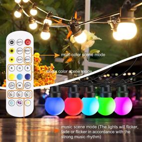 img 3 attached to 48ft RGBW LED Outdoor String Lights, Waterproof & Shatterproof, Dimmable, Perfect for Birthdays, Weddings, Anniversaries, Christmas, Halloween