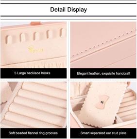 img 2 attached to 💖 Voova Pink Leather Jewelry Organizer: Stylish Travel Case for Women and Girls, Mini Portable Storage Box with Smart Earrings Plate for Necklaces, Rings, Bracelets