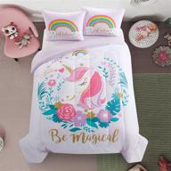 🦄 набор постельного белья heritage kids full size light pink unicorn and rainbow - ультра-мягкий, легкостираемый микрофибра для детей и малышей. логотип