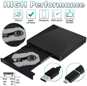 img 2 attached to 📀 High-Speed Gotega External DVD Drive USB 3.0 Type C for Laptop - Portable DVD/CD ROM +/-RW Drive Burner Rewriter - Windows, Mac, Linux Compatible with Storage Case - Ideal for MacBook and Desktop