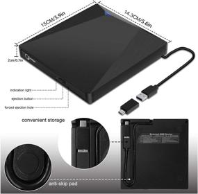 img 1 attached to 📀 High-Speed Gotega External DVD Drive USB 3.0 Type C for Laptop - Portable DVD/CD ROM +/-RW Drive Burner Rewriter - Windows, Mac, Linux Compatible with Storage Case - Ideal for MacBook and Desktop
