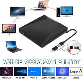 img 3 attached to 📀 High-Speed Gotega External DVD Drive USB 3.0 Type C for Laptop - Portable DVD/CD ROM +/-RW Drive Burner Rewriter - Windows, Mac, Linux Compatible with Storage Case - Ideal for MacBook and Desktop