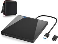 📀 high-speed gotega external dvd drive usb 3.0 type c for laptop - portable dvd/cd rom +/-rw drive burner rewriter - windows, mac, linux compatible with storage case - ideal for macbook and desktop logo
