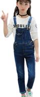 stylish and stretchy big girls classic distressed denim overalls – get the trendy ripped jeans romper jumpsuit now! logo