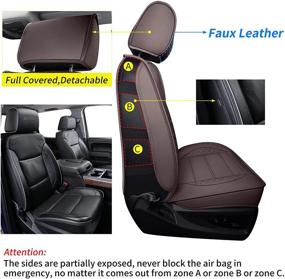 img 3 attached to 🚗 LuckyMan Club D04-S2-2 Water-Proof Faux Leather Seat Covers with Center Console Cover for Chevy Silverado GMC Sierra 2007-13 2019-21 1500, 2007-14 2020-21 2500/3500HD Crew Cab - Full Set in Brown